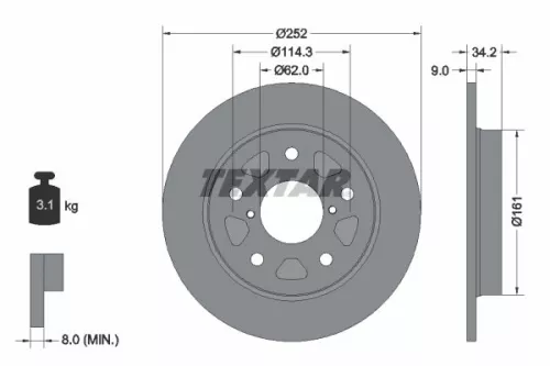 1x TEXTAR 92305703 Brake Disc