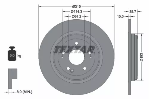 1x TEXTAR 92306103 Brake Disc