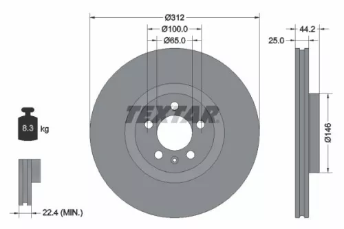 1x TEXTAR 92306405 Brake Disc