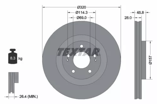 1x TEXTAR 92306503 Brake Disc