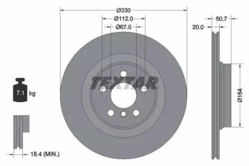 1x  TEXTAR Brake Disc