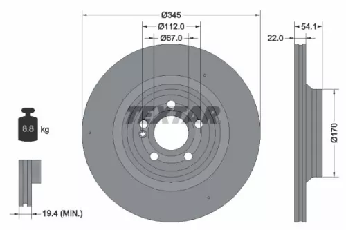 1x  TEXTAR Brake Disc 92307005 345