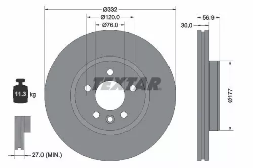 1x  TEXTAR Brake Disc