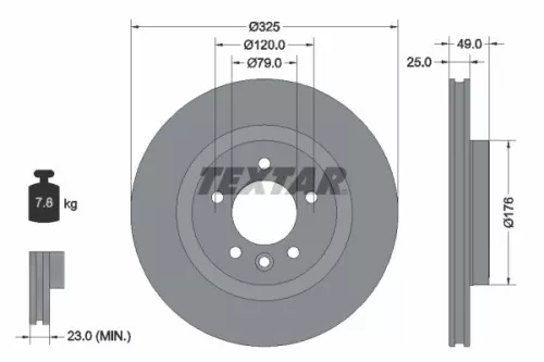 1x TEXTAR 92307803 Brake Disc