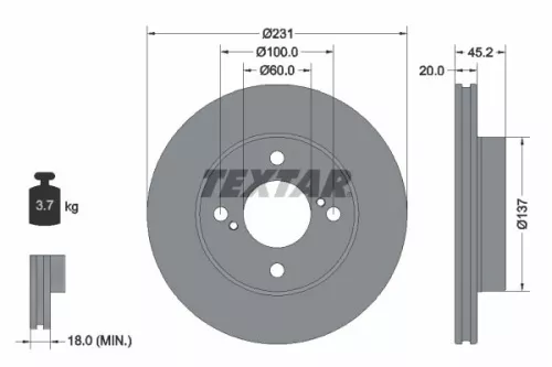 1x  TEXTAR Brake Disc