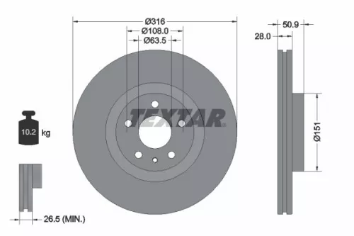 TEXTAR TEXTAR 92309603 1x TEXTAR 92309603 Brake Disc 