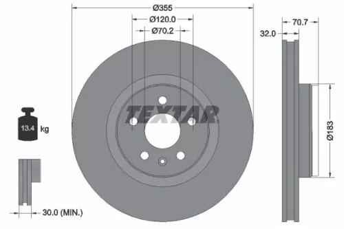 1x  TEXTAR Brake Disc 92313905 355