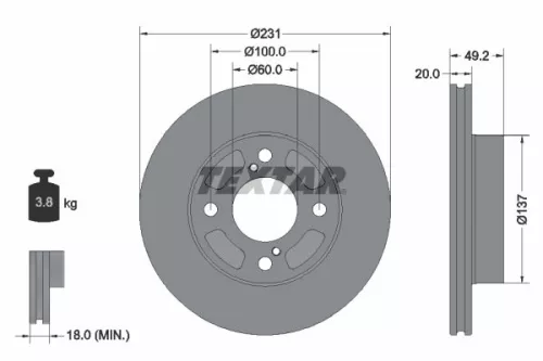 1x TEXTAR 92314003 Brake Disc
