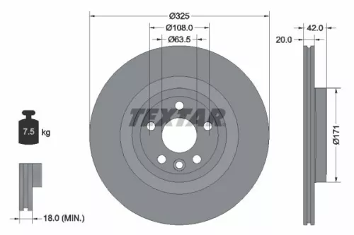 1x TEXTAR 92314305 Brake Disc