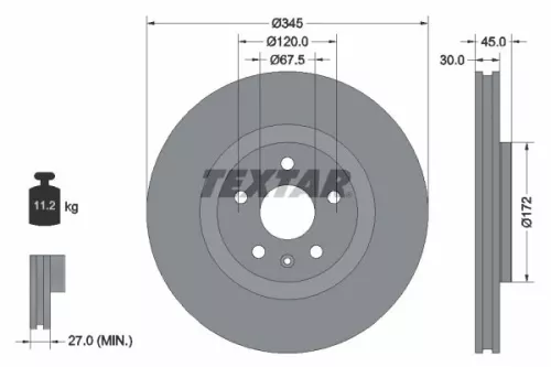 1x TEXTAR 92314505 Brake Disc