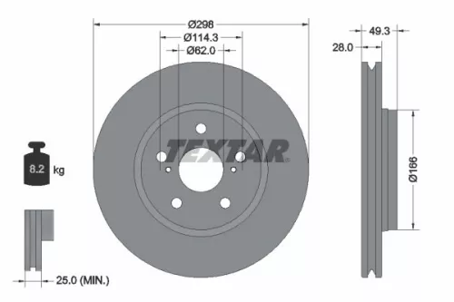 1x TEXTAR 92315703 Brake Disc