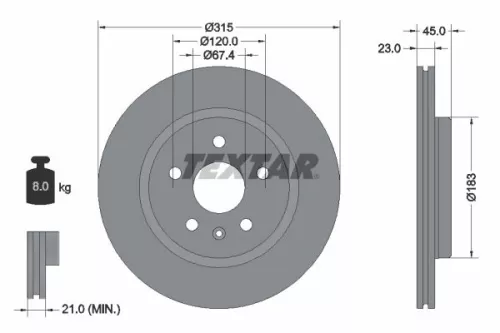 1x TEXTAR 92315803 Brake Disc