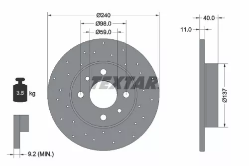 1x TEXTAR 92316003 Brake Disc
