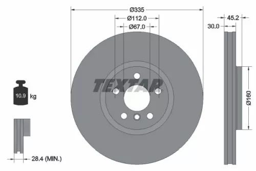 TEXTAR TEXTAR 92316205 1x TEXTAR 92316205 Brake Disc 
