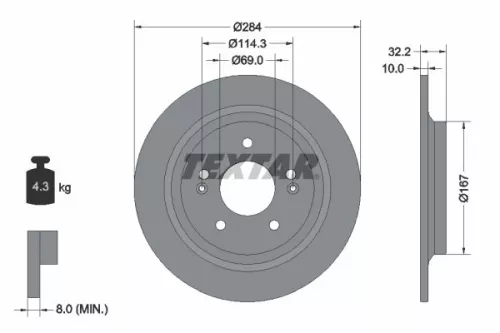 TEXTAR TEXTAR 92316303 1x TEXTAR 92316303 Brake Disc 