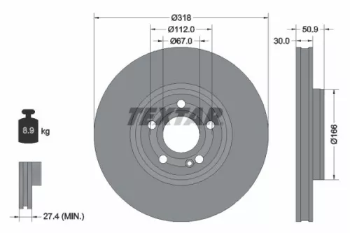TEXTAR TEXTAR 92316705 1x TEXTAR 92316705 Brake Disc 