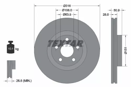 TEXTAR TEXTAR 92317203 1x TEXTAR 92317203 Brake Disc 