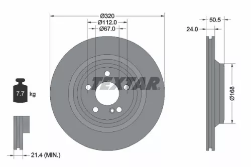1x TEXTAR 92317305 Brake Disc