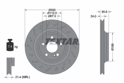 TEXTAR TEXTAR 92317505 1x TEXTAR 92317505 Brake Disc 