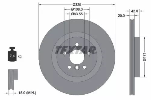 TEXTAR TEXTAR 92318105 1x TEXTAR 92318105 Brake Disc 