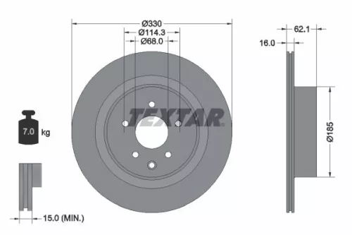 TEXTAR TEXTAR 92319703 1x TEXTAR 92319703 Brake Disc 