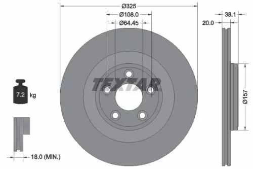 1x TEXTAR 92319905 Brake Disc