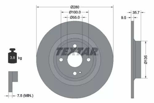 1x TEXTAR 92320003 Brake Disc
