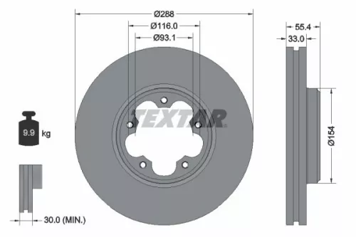TEXTAR TEXTAR 92320303 1x TEXTAR 92320303 Brake Disc 