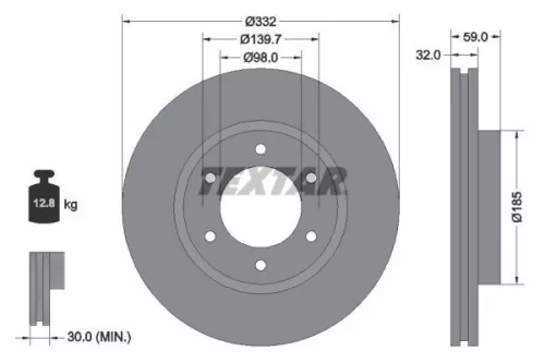 1x TEXTAR 92320803 Brake Disc