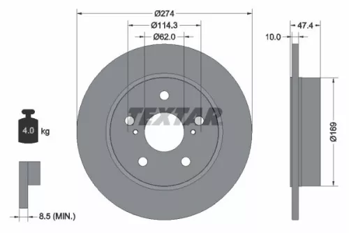 1x  TEXTAR Brake Disc
