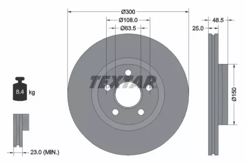 1x TEXTAR 92326003 Brake Disc