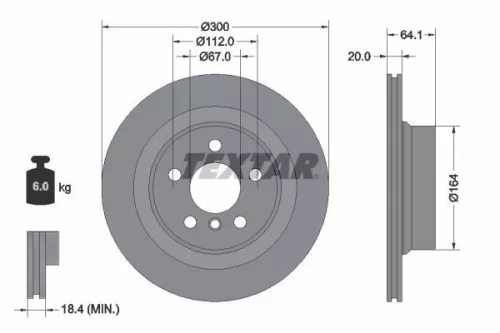 1x TEXTAR 92326905 Brake Disc