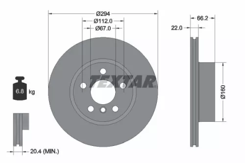 TEXTAR TEXTAR 92327005 1x TEXTAR 92327005 Brake Disc 