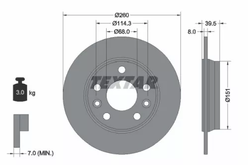 1x TEXTAR 92327203 Brake Disc