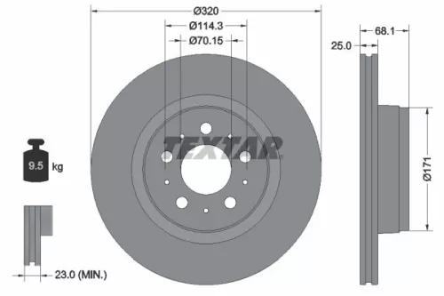 1x  TEXTAR Brake Disc 92333005 320