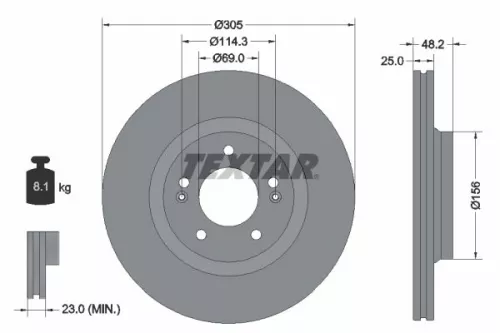 1x TEXTAR 92333203 Brake Disc