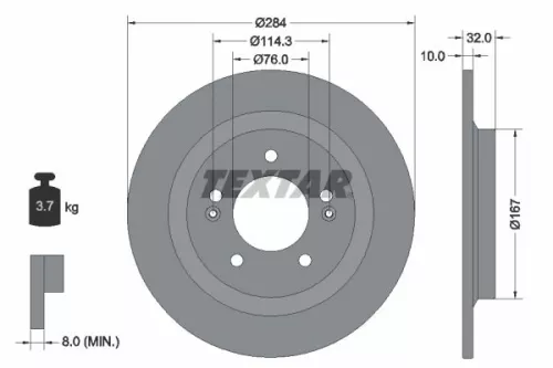 1x TEXTAR 92333303 Brake Disc