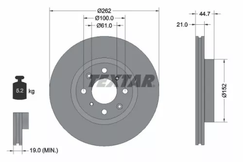 1x TEXTAR 92334003 Brake Disc