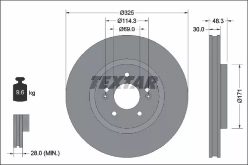 1x  TEXTAR Brake Disc