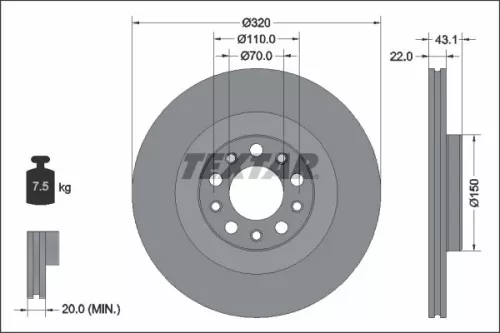 1x TEXTAR 92337803 Brake Disc