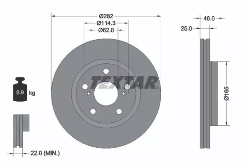 1x  TEXTAR Brake Disc 92341103 282