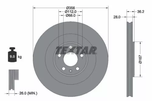 1x  TEXTAR Brake Disc
