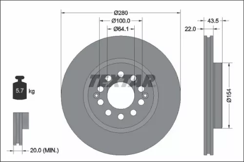 1x TEXTAR 92342603 Brake Disc