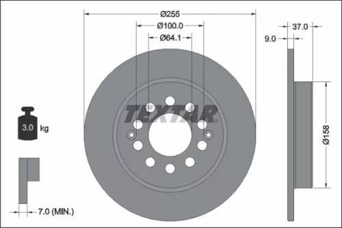 1x TEXTAR 92342703 Brake Disc