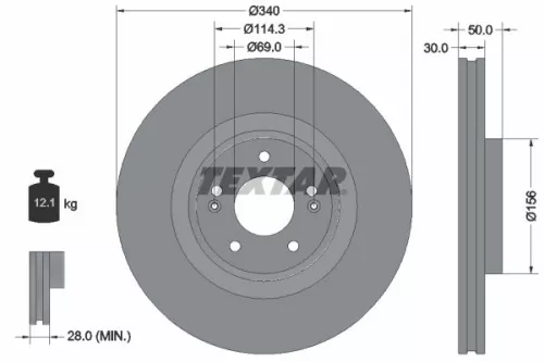 1x TEXTAR 92342803 Brake Disc