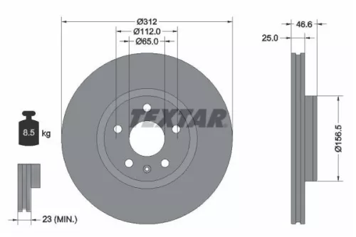 1x TEXTAR 92343203 Brake Disc