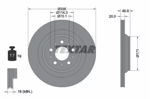 1x  TEXTAR Brake Disc 92343303 335
