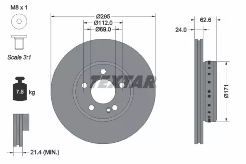 TEXTAR TEXTAR 92343925 1x TEXTAR 92343925 Brake Disc 