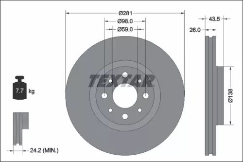 1x  TEXTAR Brake Disc