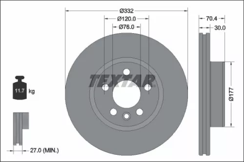 1x TEXTAR 92345105 Brake Disc